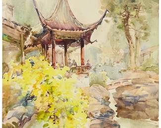 1280
Hua Yiyu
(b. 1922)
"Chinese Roof," 1990
Watercolor on paper
Signed and dated 1990 in ink, lower left: 1990; titled by repute
Image/Sheet: 18.5" H x 15.25" W
Estimate: $1,500 - $2,000