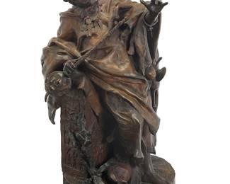 1256
After Arthur Strasser
(1854-1927)
"The Smoker of Sebsi"
Patinated bronze
Signed in the casting: A Strasser; foundry impressed: PINEDO [Emile Pinedo]
24.5" H x 14" W x 13" D
Estimate: $1,000 - $1,500