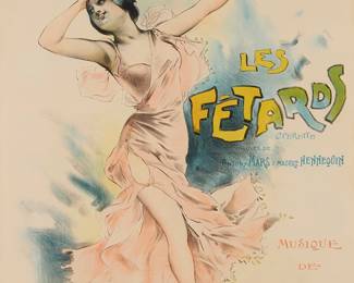 1251
Jean de Paleologue
(1855-1942)
"Les Fétards," 1897
Lithograph in colors on paper
From the edition of unknown size and date
Signed in the stone, lower left: PAL; Delanchy, Paris, imp.
Sight: 31.5" H x 23.5" W
Estimate: $600 - $800