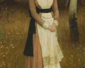 1193
George Henry Boughton
(1833-1905)
"Rose Standish," 1881
Oil on canvas over panel
Signed and dated lower left: G.H. Boughton; titled by repute
51" H x 27" W
Estimate: $7,000 - $9,000