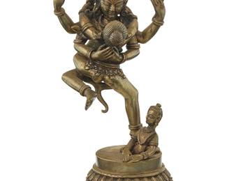 1104
An Indian brass figure of Shiva and Parvati
19th century or later
7.5" H x 2.5" W x 3" D
Estimate: $600 - $800