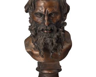1231
An Italian patinated bronze head of a philosopher
Vicenzo Gemito (1852-1929), late 19th/20th century
Marked in the casting: GEMITO; foundry mark: PROPRIETA ARTISTICA
21" H x 9.5" W x 10" D
Estimate: $500 - $700