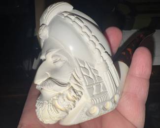 Vintage Turkish Meerschaum Pipe with Sultan Carving
