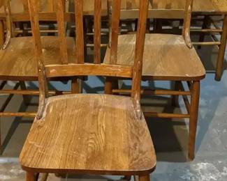 355 Vtg Oak Chairs 