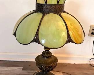  02 235 Art Nouveau Slag Glass Lamp
