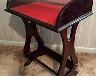 Vintage Art Nouveau Style Display Table With Curved Glass And Velvet Lining