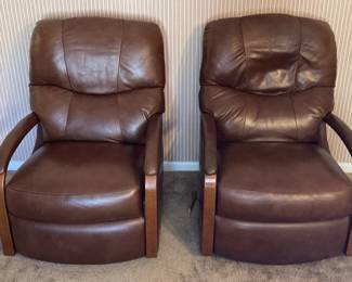 LA-Z-BOY Leather Like Rocker Recliner Chair Pair