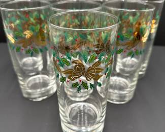 Vintage Gold And Garland Highball Glassware: 8pcs