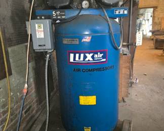 Lux Air 60 gallon vertical air compressor - Horsepower : 5 HP
Stages: 2-stage
Pump: cast iron  - $2,600.00  (1 of 2)
capacity: 60 gallon vertical tank