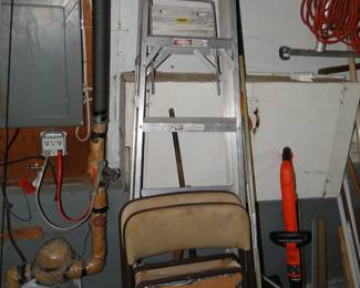 Folding chairs, another ladder