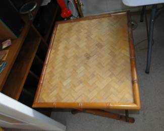 MCM Bamboo Rattan Folding Table