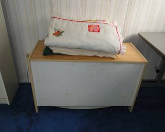 Toy Chest. More linens, the top quilt is not for sale.