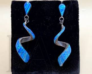 BLUE FIRE OPAL EARRINGS