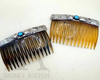 NAVAJO STERLING HAIR COMBS