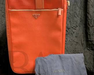 PRADA RED SAFFIANO LEATHER SUITCASE