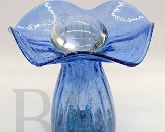 BLUE ART GLASS VASE