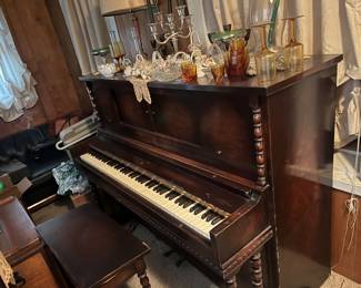 Piano and wood chest