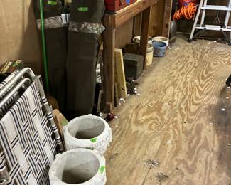 Fishing gear, fishing lures, step ladder, folding chairs