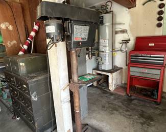 Craftsman tool box and floor drill press