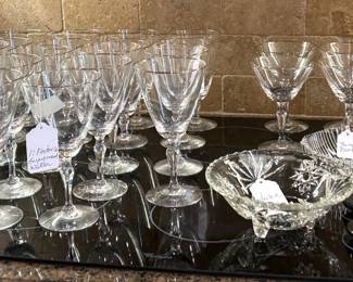 Fostoria Platinum Rim " Engagement " Crystal Stemware