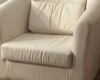 Contemporary Barrel Back White Upholstered Chair