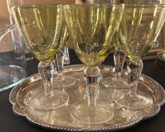 Hand Blown Yellow Goblets
