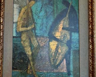 "Duet" by Wolf Reuther, vintage framed print