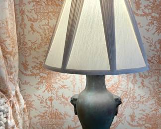 Pair Urn Verdigris Shaped Lamps