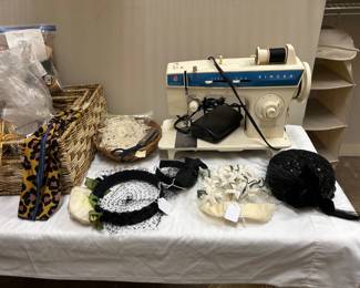 Singer Sewing Machine, Vintage hats