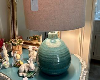 Turquoise Ceramic Lamp, Bunny Collectiion
