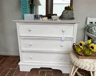Three Drawer White Chest, Small Decorative Mirrors