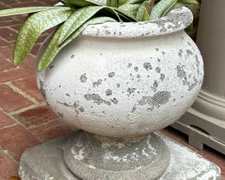 Round Concrete Pedestal Urns on Stand