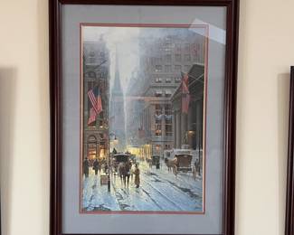 G. Harvey numbered/signed print, "Wall Street New York", 1346/1490