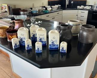 vintage canister set, crockery