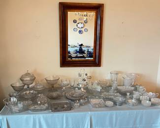 vintage/antique glassware, mahogany ogee mirror