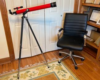 Tasco telescope, desk chair
