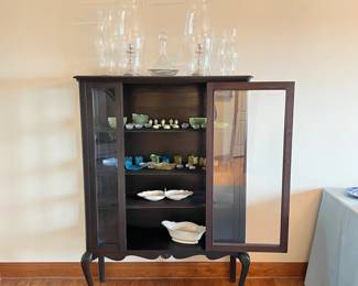 antique Queen Anne style china display cabinet