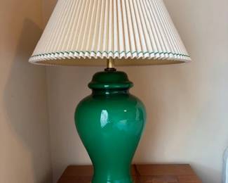 green ginger jar lamp with shade o1 of 2