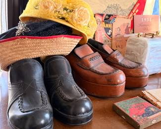 Vintage hats and men's platform penny loafers