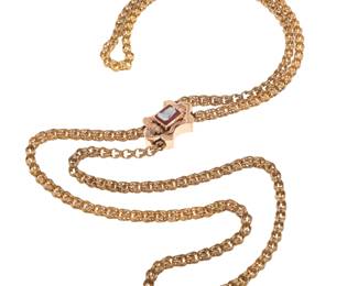 Victorian Hardstone Cameo Slide, 14k Chain