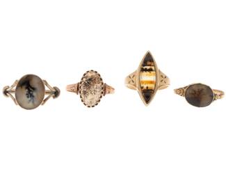 Collection of Four Dendritic Agate Rings