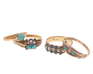 Collection of Four Victorian Yellow Gold Rings