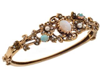 Opal, Split Pearl, 14k Yellow Gold Bracelet