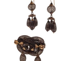 Victorian Hairwork, 14k Jewelry Suite