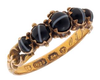 Victorian Banded Agate, 15k Memorial Ring