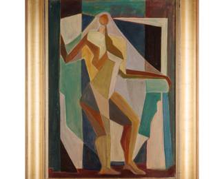 Abstract Painting of a Woman In the style of Albert Gleizes (1881-1953) no signature Oil on canvas 18-1/2 x 26 in. 25-1/2 x 33 in framed From the former Premier Art Deco Store 'Decodence' in San Francisco.