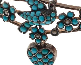 Victorian Turquoise, Seed Pearl, Gold-Filled Bracelet