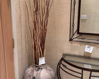 Decorative pots and tables and mirrors