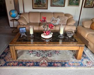 Gorgeous vintage leather sofa (The Leather Factory) and coffee table