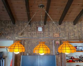 Vintage hanging triple swag lamp